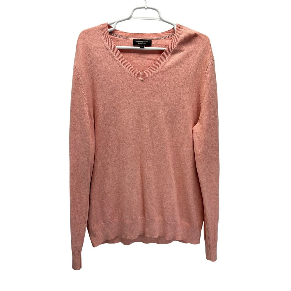 Banana Republie Premium Luxe V-Neck Sweater Cashmere Blend Pink Large
